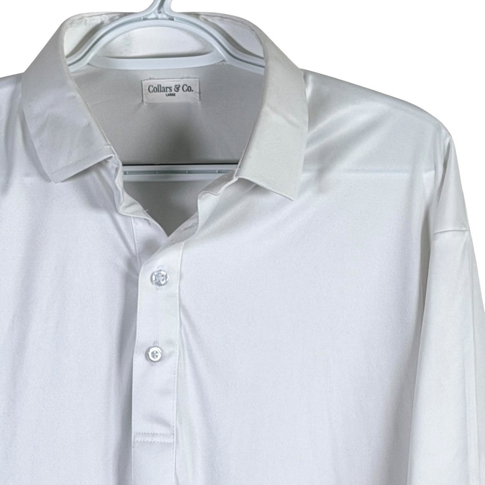 Collars & Co Polo Shirt Mens L White Short Sleeve Performance Stretch